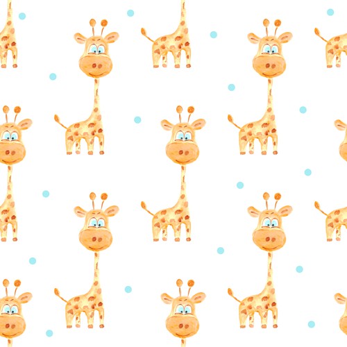 Seamless design with the title 'Seamless pattern of watercolor giraffe '