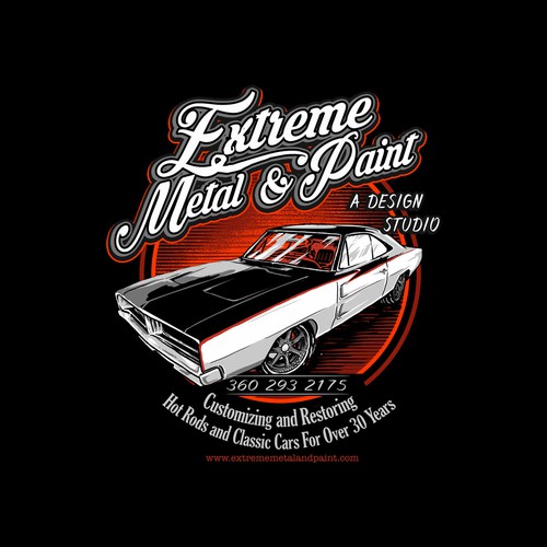 Car t-shirt with the title 'Extreme metal & paint dodge charger'