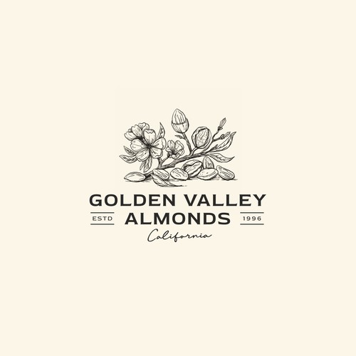 Almond design with the title 'Almond orchard logo'