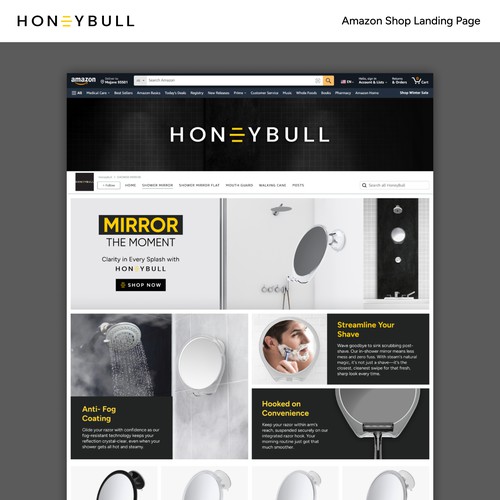 Mirror design with the title 'Amazon Premium A+ Content Shop Landing Page'
