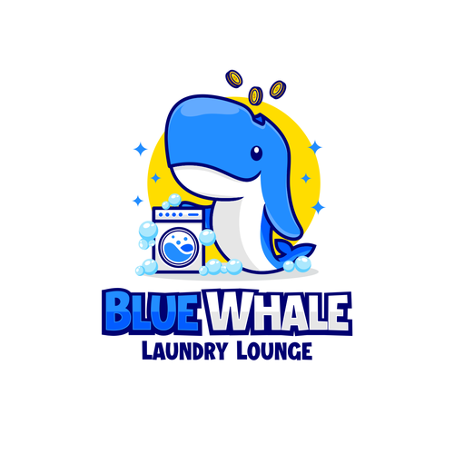 Laundry design with the title 'Logo for Blue Whale Laundry Lounge'