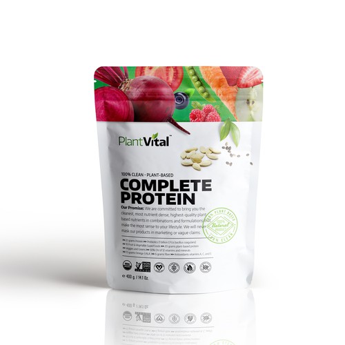 Minimal packaging with the title 'Protein Pack'