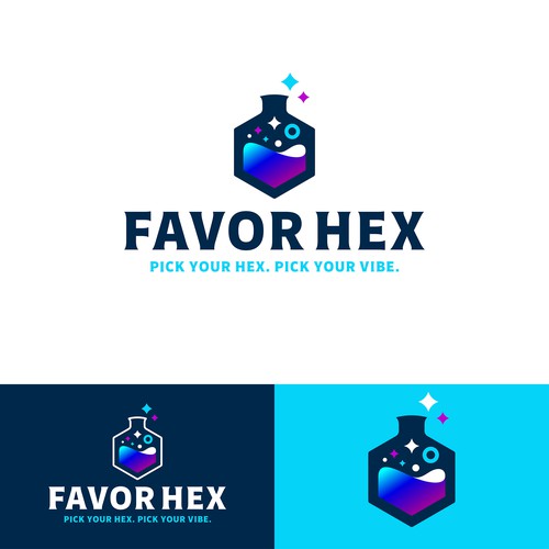 Flask logo with the title 'Favor Hex - Logo/Branding'