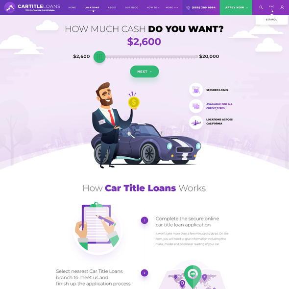 Car website with the title 'Financial Loans'