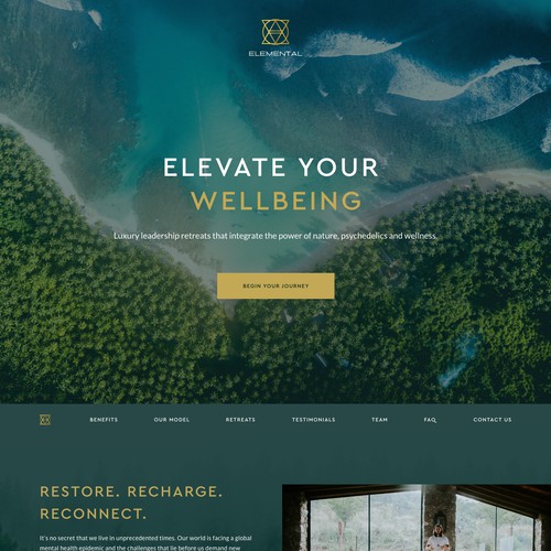 Hotel website with the title 'Luxury, Elegant, Nature, Relaxation, Refuge'