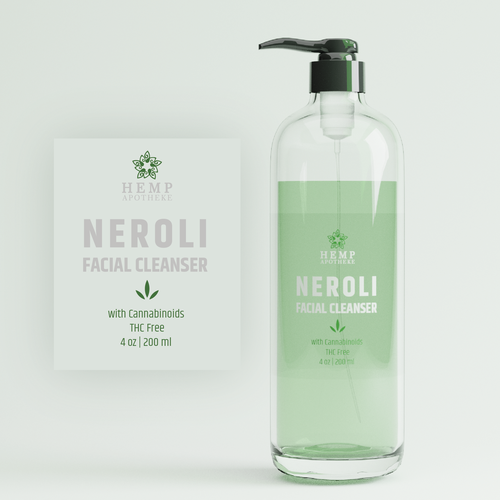 Hemp label with the title 'Neroli Facial Clenaser Packaging Design'