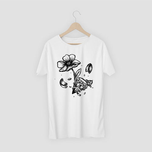 Screen Printed T-shirts Floral Design 3