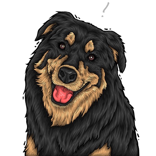 Portrait artwork with the title 'Dog illustration'