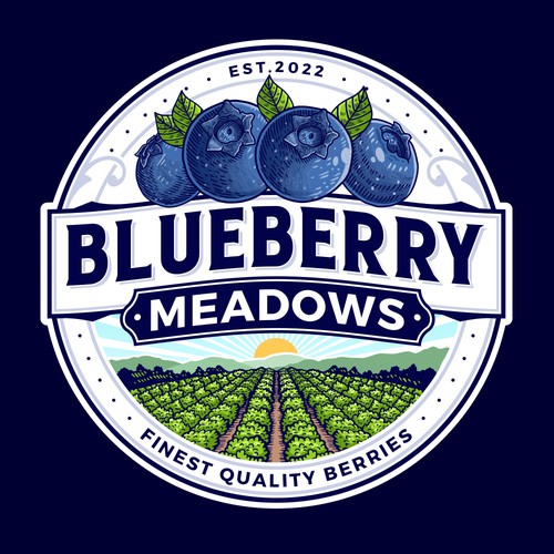 Farm design with the title 'Blueberry Meadows'