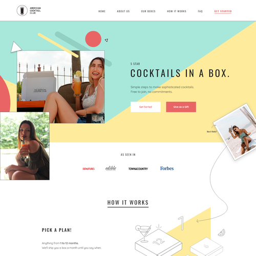 Drink website with the title 'Webdesign For Cocktail Subscription Box Service'