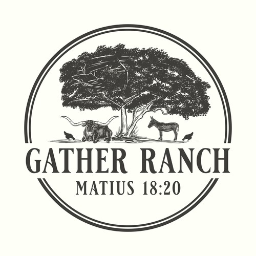 Longhorn design with the title 'gather ranch'