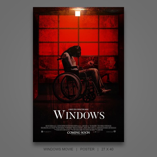 Movie poster artwork with the title 'Poster for horror/thriller "Windows" by White Lotus Productions '