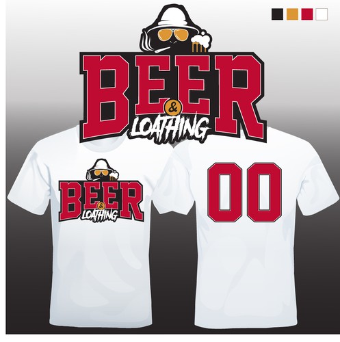 Softball design with the title 'Beer & Loathing Jersey Design'