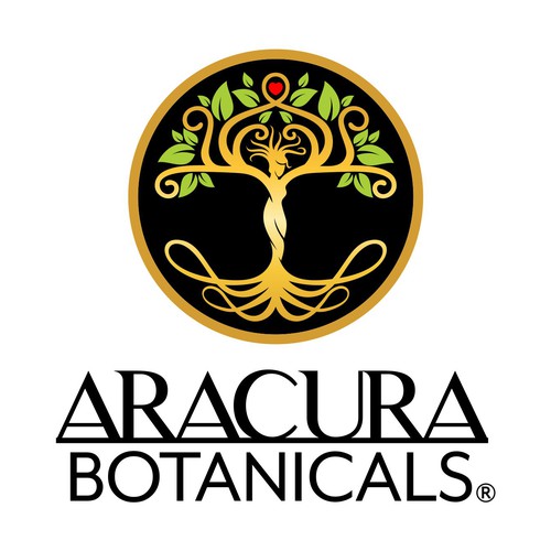 Celtic design with the title 'ARACURA BOTANICAL LOGO REDRSIGN'