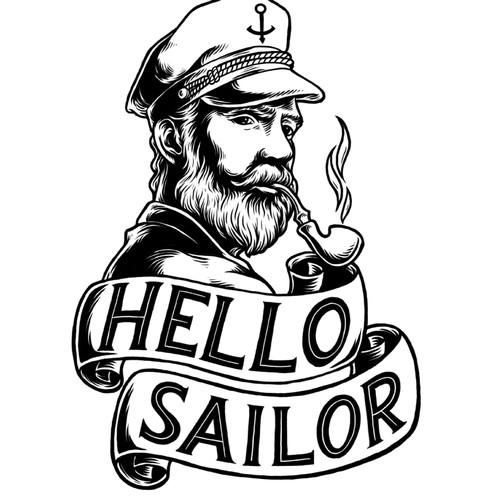Beard t-shirt with the title 'Hello Sailor'