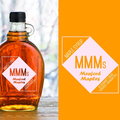 Syrup design with the title 'Meaford Maples Labels'