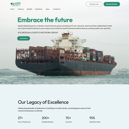 Industrial design website with the title &#39;Apollo Global Experts&#39;