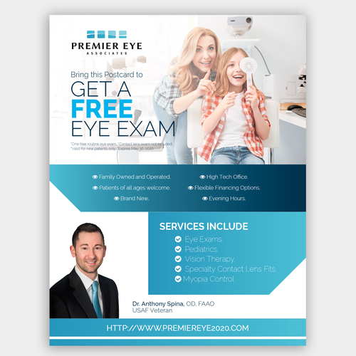 QR code design with the title 'EDDM Postcard for Premier Eye Associates'