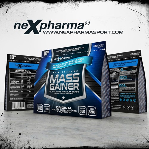 Protein packaging with the title 'mass gainer'