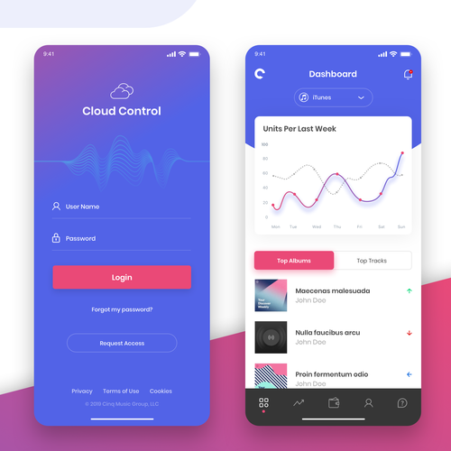 Profile design with the title 'Music App'