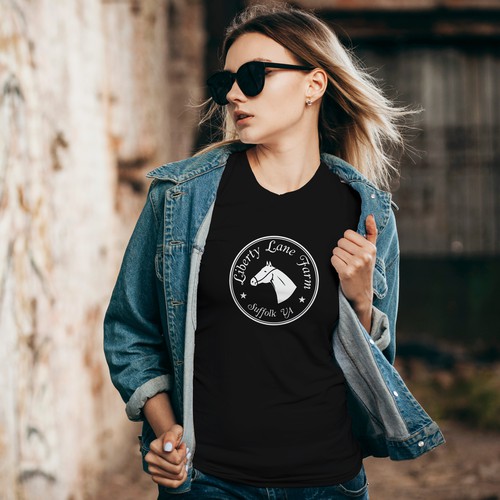 Race horse  logo with the title 'Horse Equine Training Logo Design for Liberty Lane Farm'