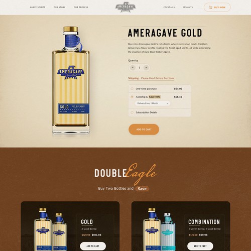Eye-catching website with the title ' E Commerce Product Page for An American Agave Spirits company'