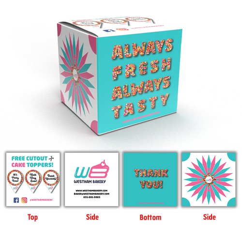 Geometric packaging with the title 'Colorful Packaging for Bakery'