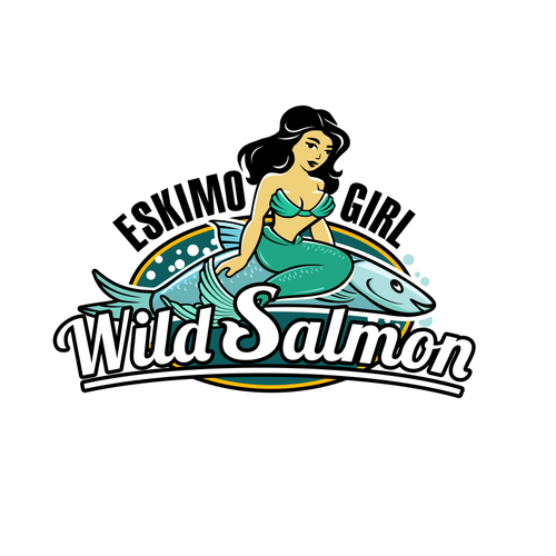 Mermaid design with the title 'Wild salmon'