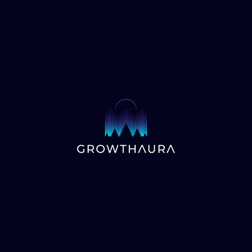 Growth brand with the title 'Enchanting Northern Lights Logo Design with Pine Tree for a Nighttime Theme'