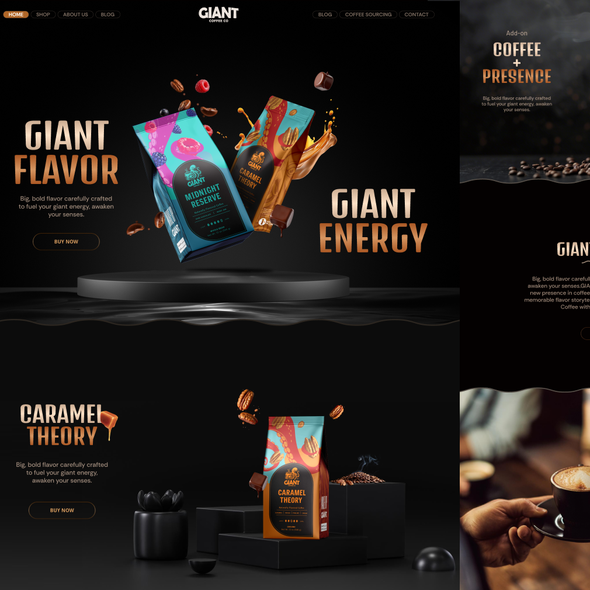 Drink website with the title 'Coffee Shopify Website Design & Developement'