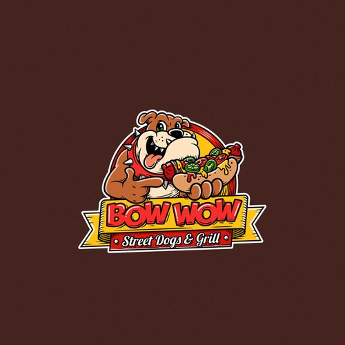 Bulldog logo with the title 'Fun Logo for an LA Street Style Restaurant'