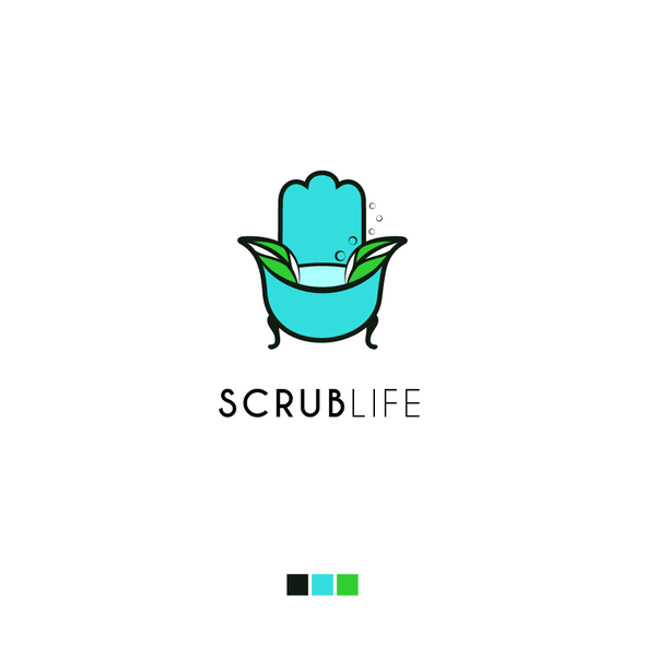 Bathtub logo with the title 'Logo design for Scrublife'