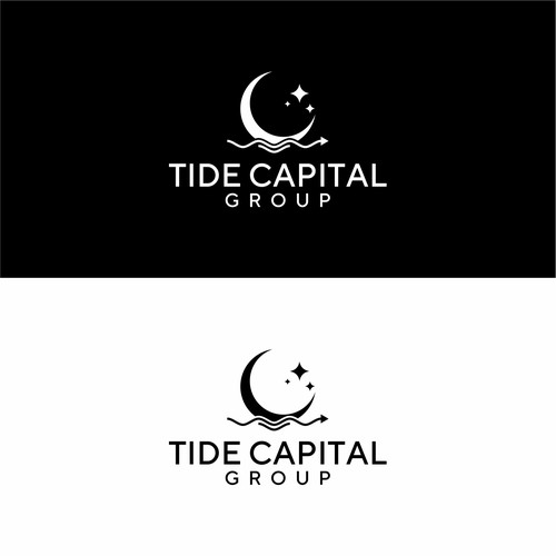 Moon brand with the title 'Premium investment firm brand with tide/lunar elements'