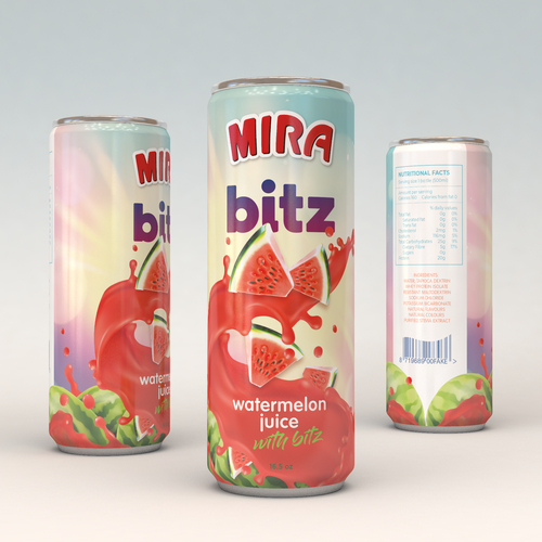Juice packaging with the title 'Mira Bitz Juice Can'