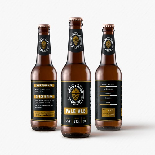 Craft beer label with the title 'Hard Labor Brew - Pale Ale'