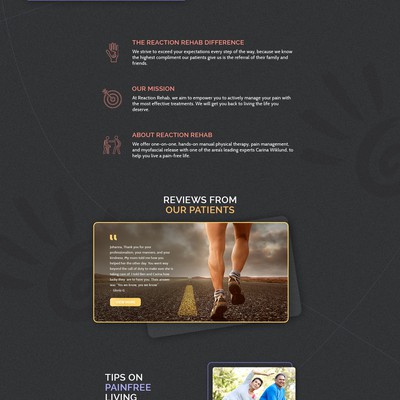 Reaction Rehab Homepage Design