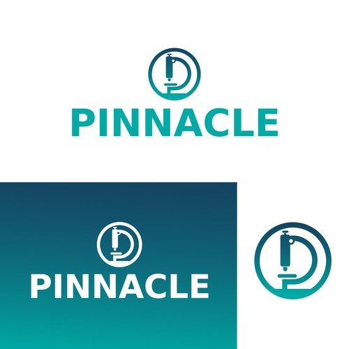 Microscope logo with the title 'Pinnacle Logo Design'