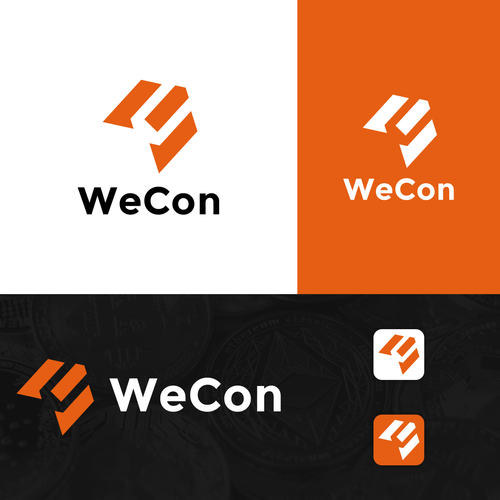 Orange and black logo with the title 'Crypto Company Logo Design'