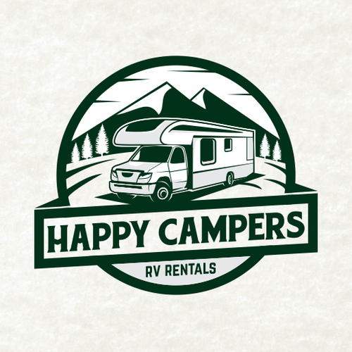 Camper logo with the title 'Happy Campers'