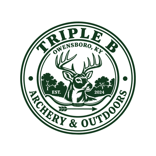 Archer logo with the title 'Triple B Archery & Outdoors: Vintage Deer Badge Logo'