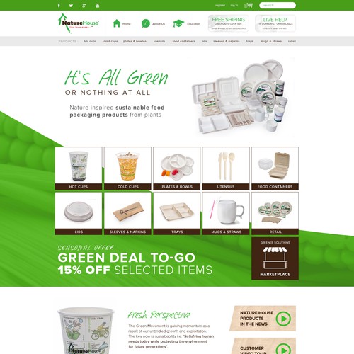 Recycling design with the title 'Landing page for "Nature House"'