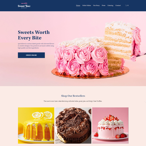 Pink website with the title 'Sweetteez Bakery'