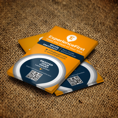 Bright and modern business card for biggest travel company in the U.S. and Europe