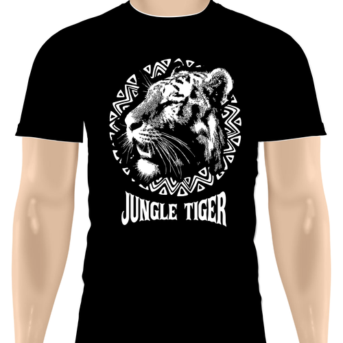 Black t-shirt with the title 'one color jungle tiger design'