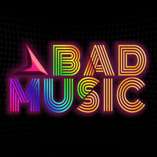 Neon logo with the title 'Help BAD MUSIC with a new logo'
