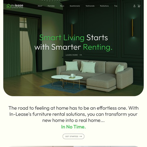 Furniture website with the title 'furniture website design'