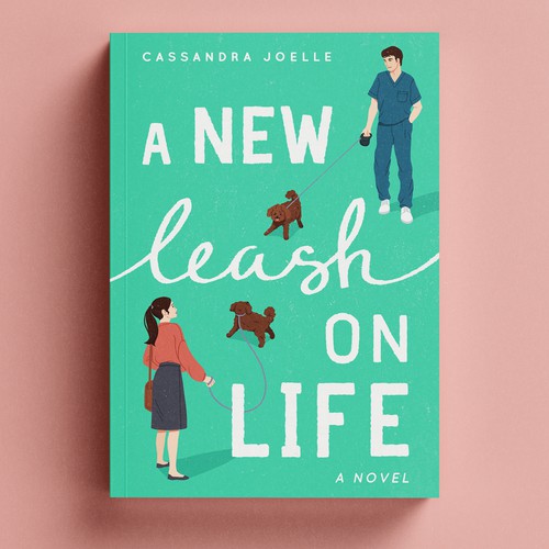 Dog book cover with the title 'Illustrated cover for a Rom-Com novel'