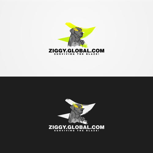 Brush stroke logo with the title 'Character logo design for ZIGGY. GLOBAL. COM'