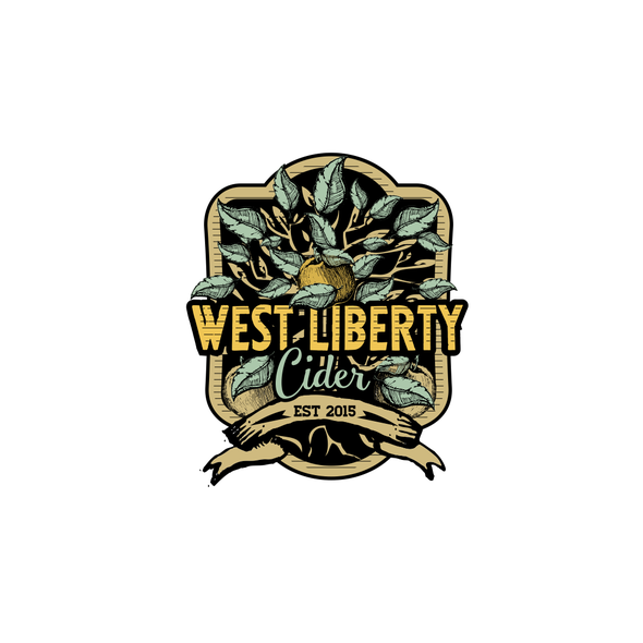 Apple tree logo with the title 'Logo design for  West Liberty Cider '