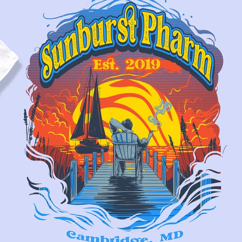 Medical t-shirt with the title 'Sunburst Pharm tshirt design 1'